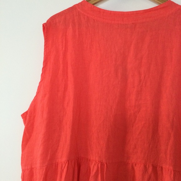 Bellambra Sleeveless Linen Plus Size Dress Coral 3X - Picture 8 of 9